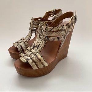 Tory Burch Leslie Snakeskin Wedges size 6